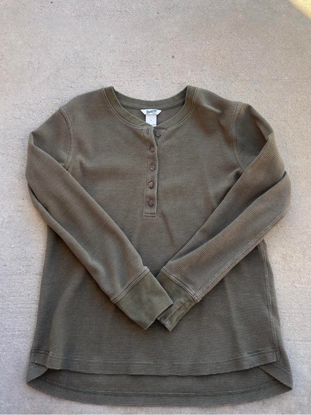 Duck Head Olive Green Long-Sleeve Henley Tee